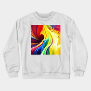 Liquid Colors Flowing Infinitely - Heavy Texture Swirling Thick Wet Paint - Abstract Inspirational Rainbow Drips Crewneck Sweatshirt